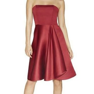 Halston Heritage Rose Red Strapless Cocktail Dess